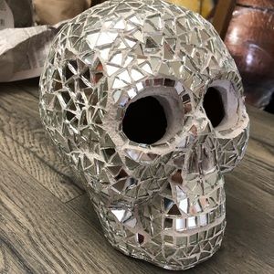 Skeleton head skull glass and clay